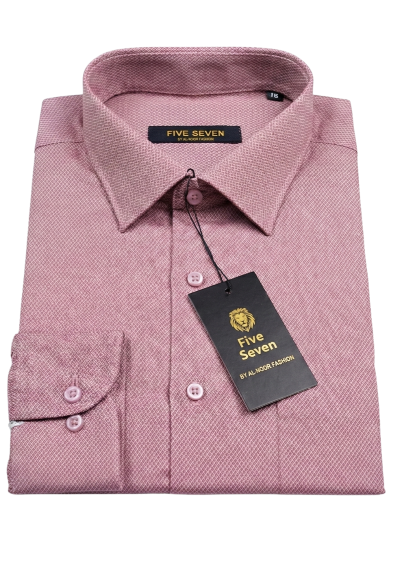 Premium Dusty Pink Micro-Check Formal Shirt | Five Seven