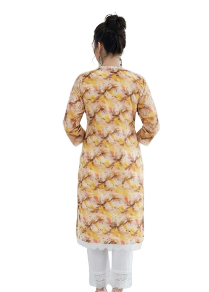 Exclusive Yellow & Orange linen Print | Tooba Noor