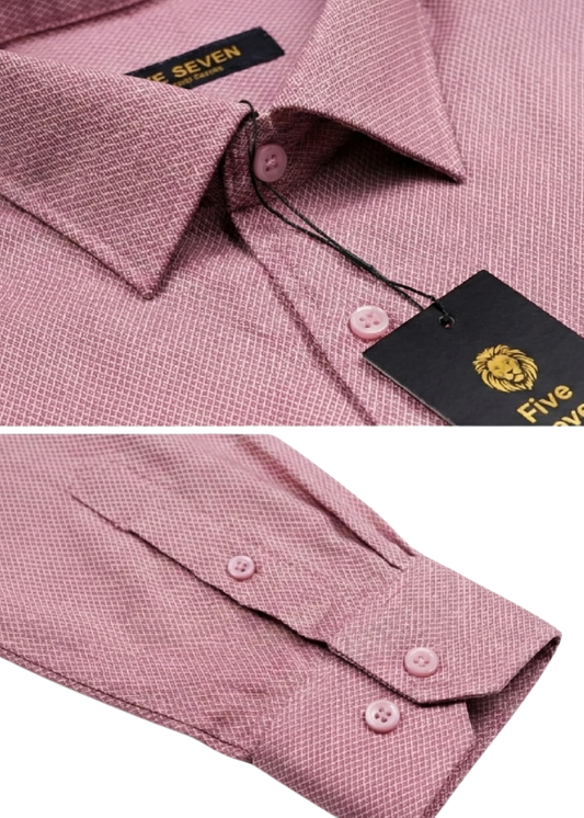 Premium Dusty Pink Micro-Check Formal Shirt | Five Seven