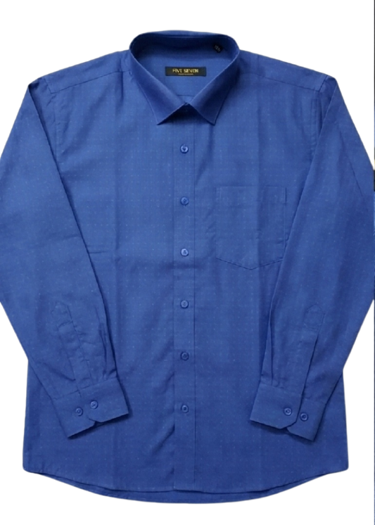 Premium Royal Blue Micro-Textured Formal Shirt for Men |  Five Seven